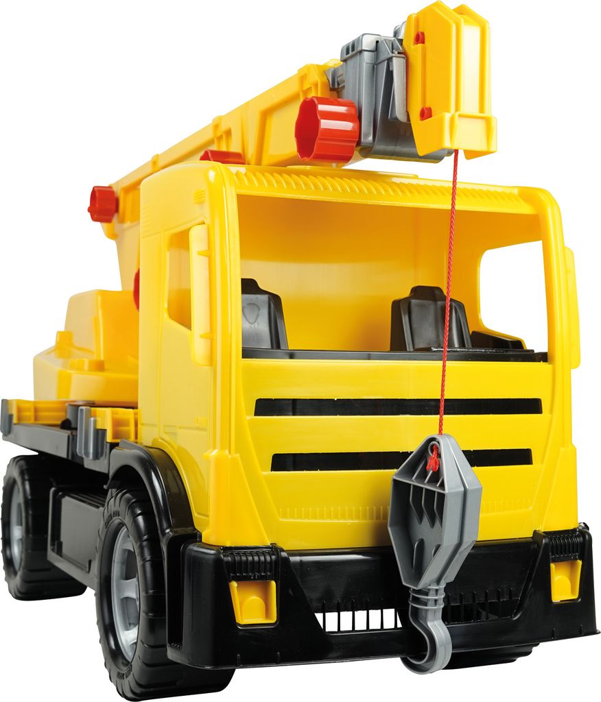 Lena 02141 Starke Riesen Bagger,Giga Trucks Sandbagger ca.80 cm groß, Stabiler 360 Grad Schaufelbagger, XXLBaufahrzeug mit funktionierender Schaufel, hohe Tragkraft, für Kinder ab 3Jahre, Weiß/Gelb