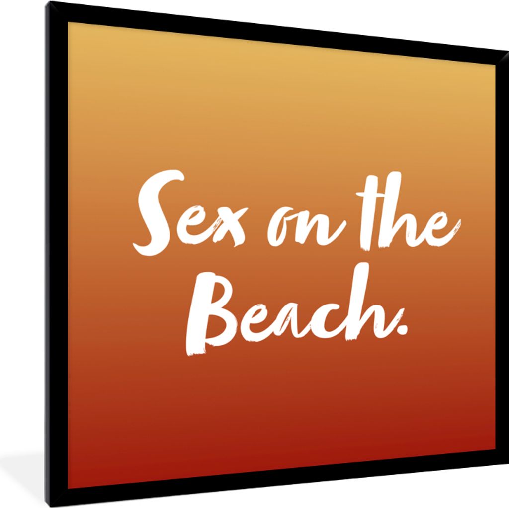 MuchoWow Gerahmtes Poster Sex am Strand - Zitate - Cocktail - Getränk - Text 40x40 cm - Poster mit Schwarzem Bilderrahmen Wandposter Rahmen Foto...