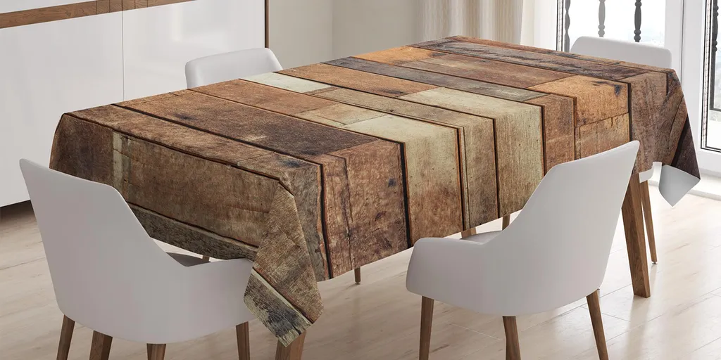 Tovaglia Antimacchia 140x240 ABAKUHAUS - Effetto Legno Marrone