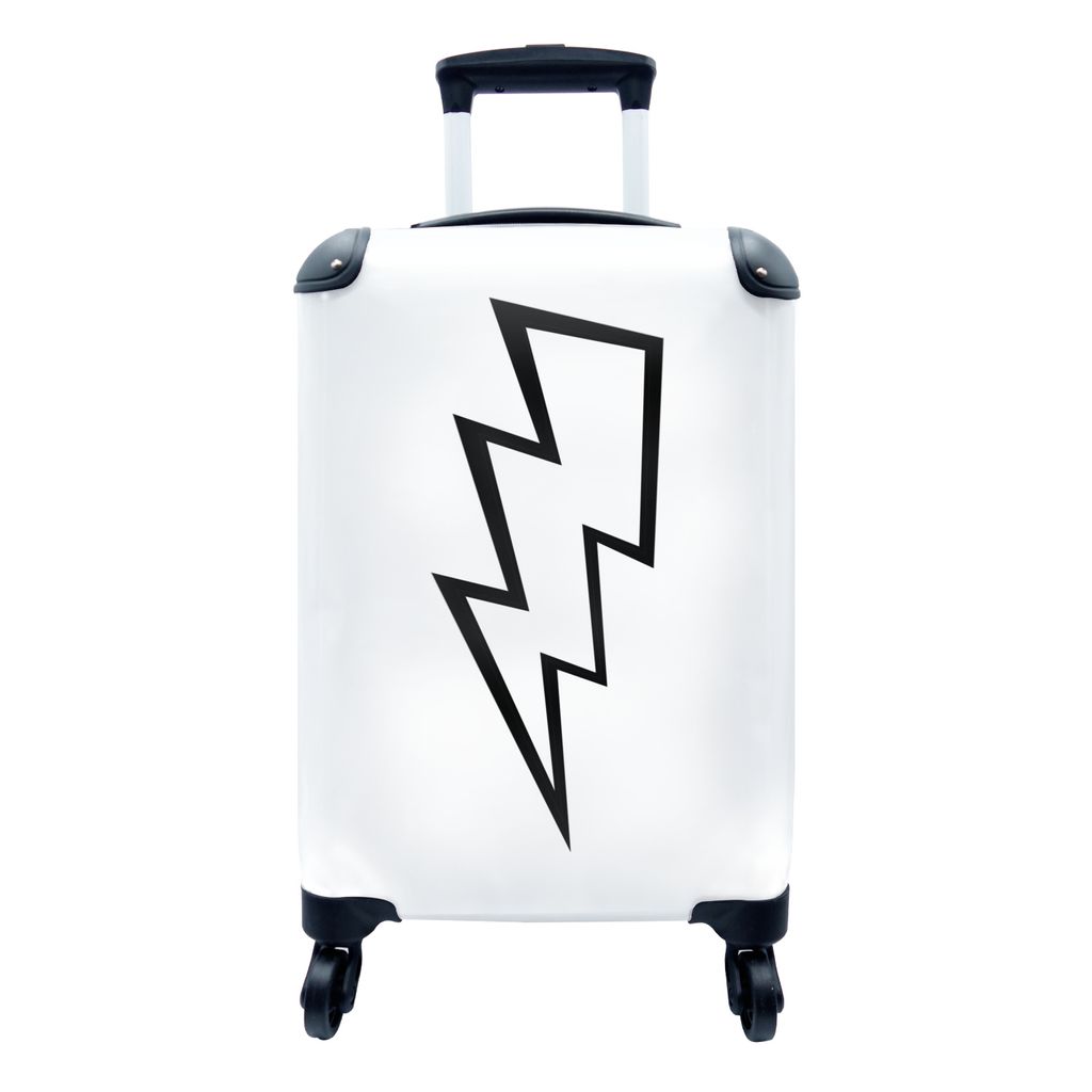 MuchoWow Koffer Handgepäck Trolley Rollkoffer Kleine Reisekoffer mit 4 Rollen - Cartoon Illustration eines Blitzes - Cabin Size < 55x40x23 cm & ...