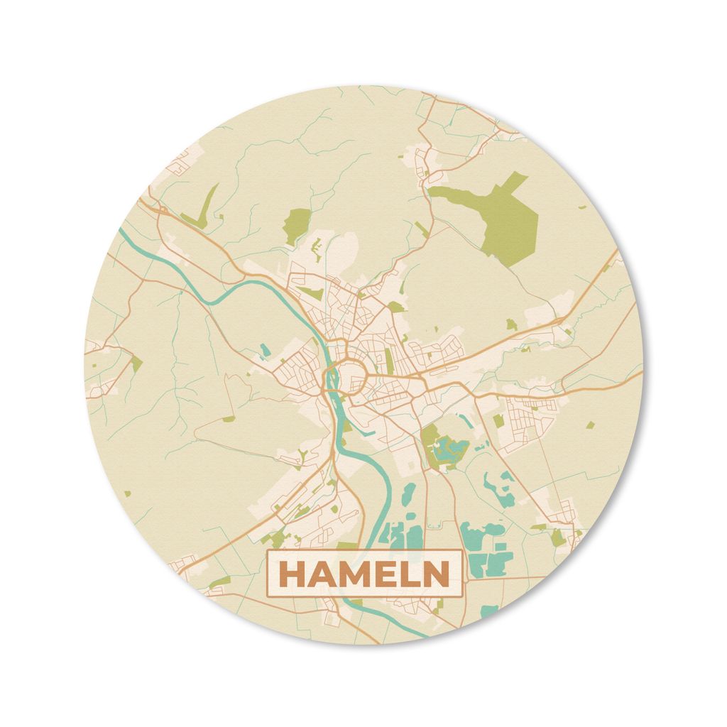 MuchoWow Mauspad Mousepad Hameln - Karte - Vintage - Stadtplan 20x20 cm - Mousepads - Maus Mat - Pad - Mausunterlage - Schreibtischmatte