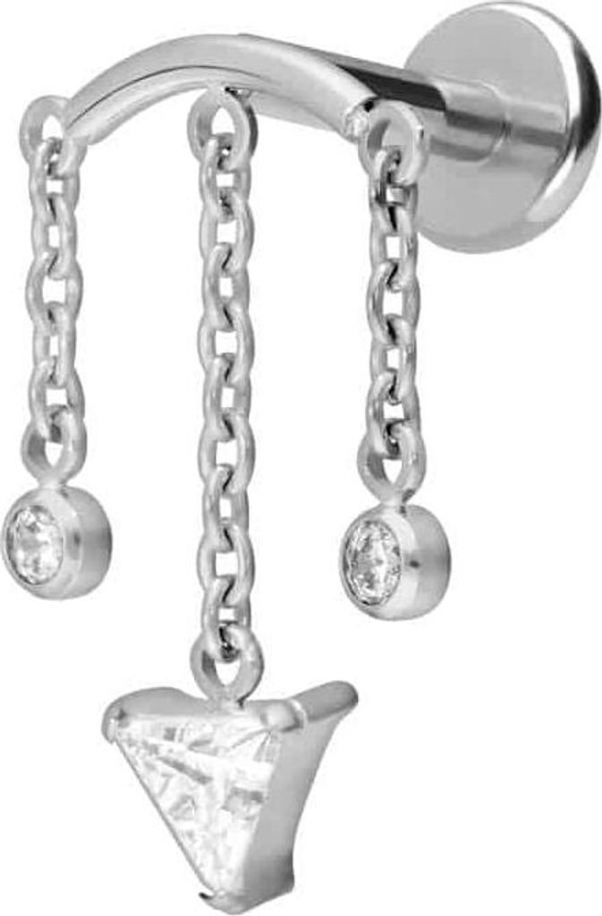 Ohrpiercing, Nasenpiercing Titan Labret mit Push Fit WINDSPIEL Silber Stablänge: 9mm | Stabstärke: 1,2mm
