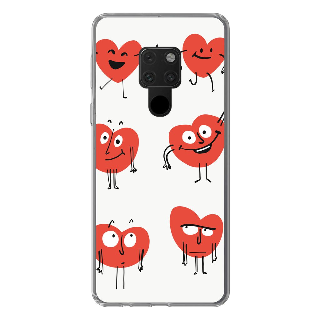 MuchoWow Handyhülle Schutzhülle Hülle für Huawei P40 Lite Eine Illustration von neun Herzen mit Emotionen Silikon Softcase Handy Hülle - Handy
