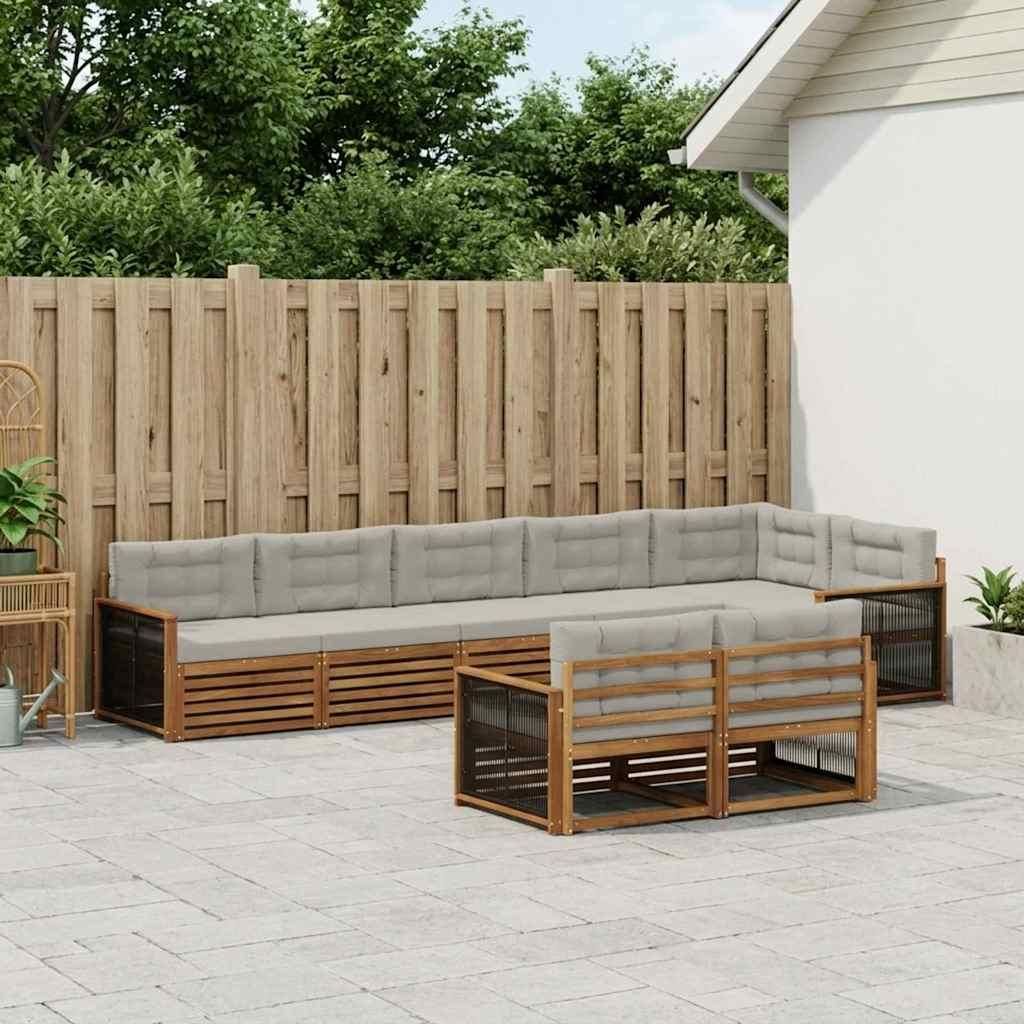Möbel Outdoor-Sofagarnitur mit Kissen 8 pcs Natürlich und HellgrauGartensofas - Gartensofas c1344