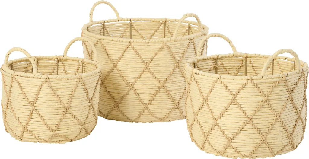 Organisez votre intérieur avec ce set de 3 paniers ronds J-Line beige