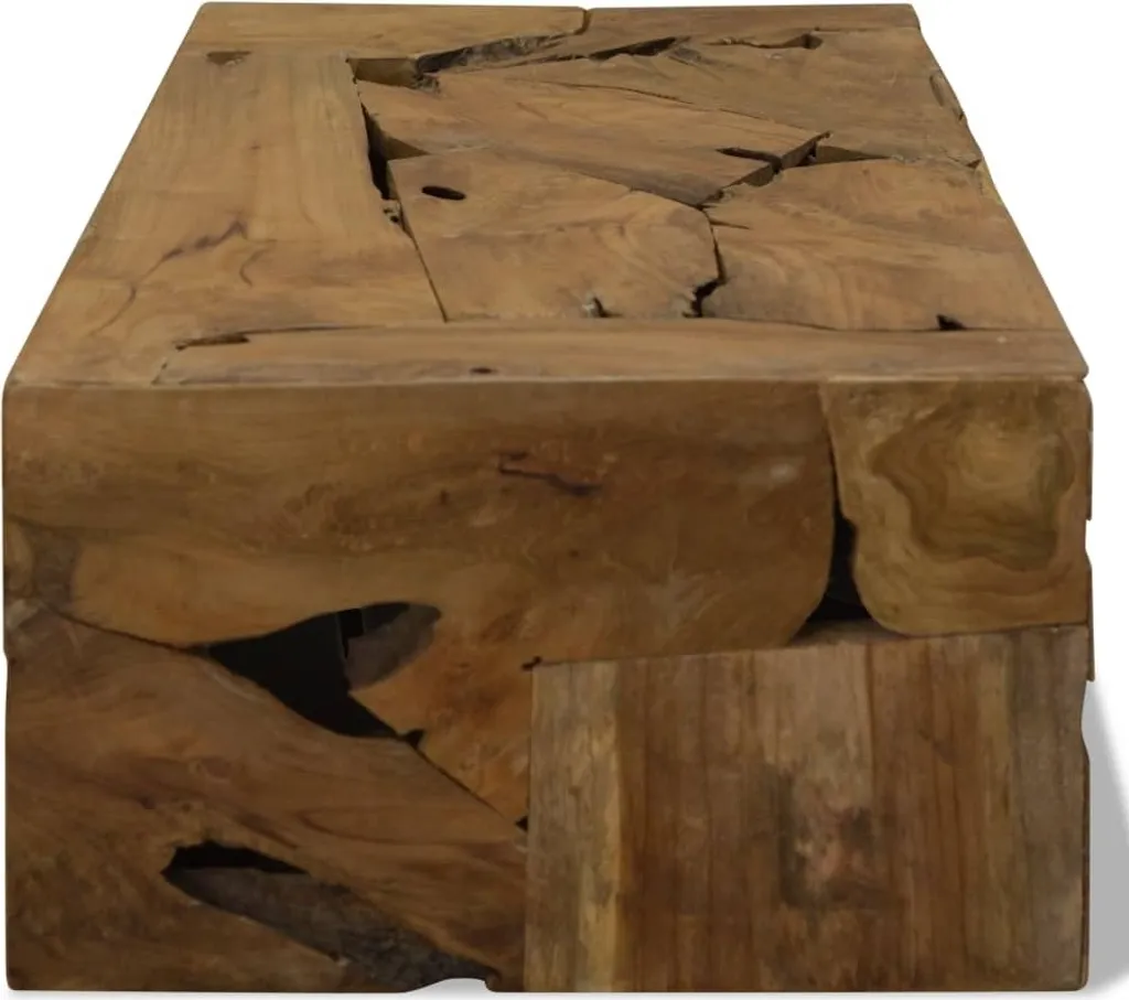 Table basse en teck massif brun vidaXL structure robuste 90cm - 8