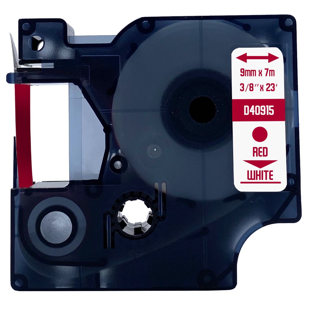 DULA Etikettenband - Kompatibel mit Dymo D1 40915 - 1 Stück - Rot auf weiß - 9mm x 7m
