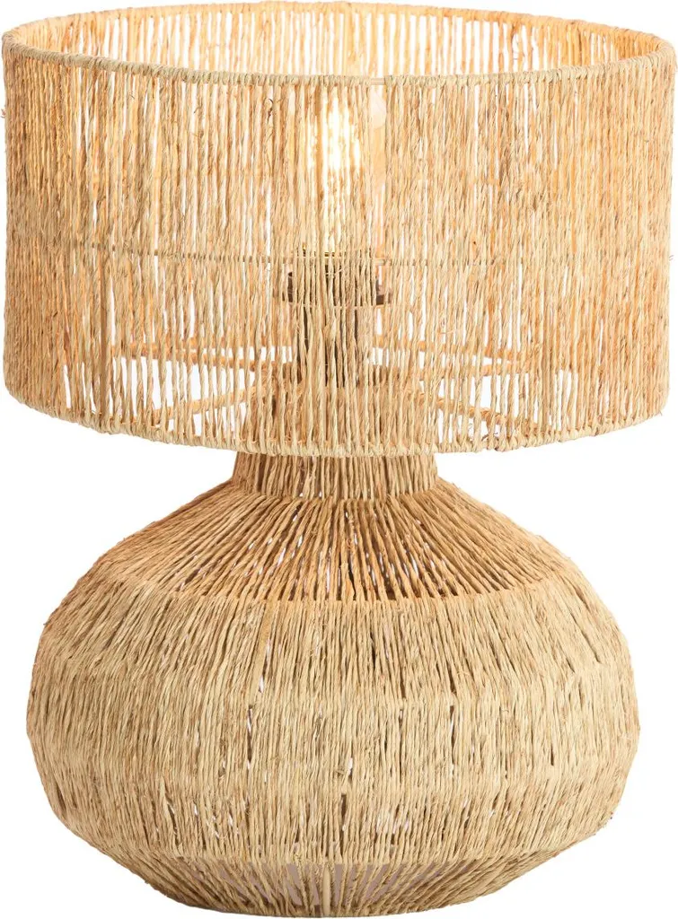 Lampe de table en textile naturel Arova Ø 30cm pour salon et bureau