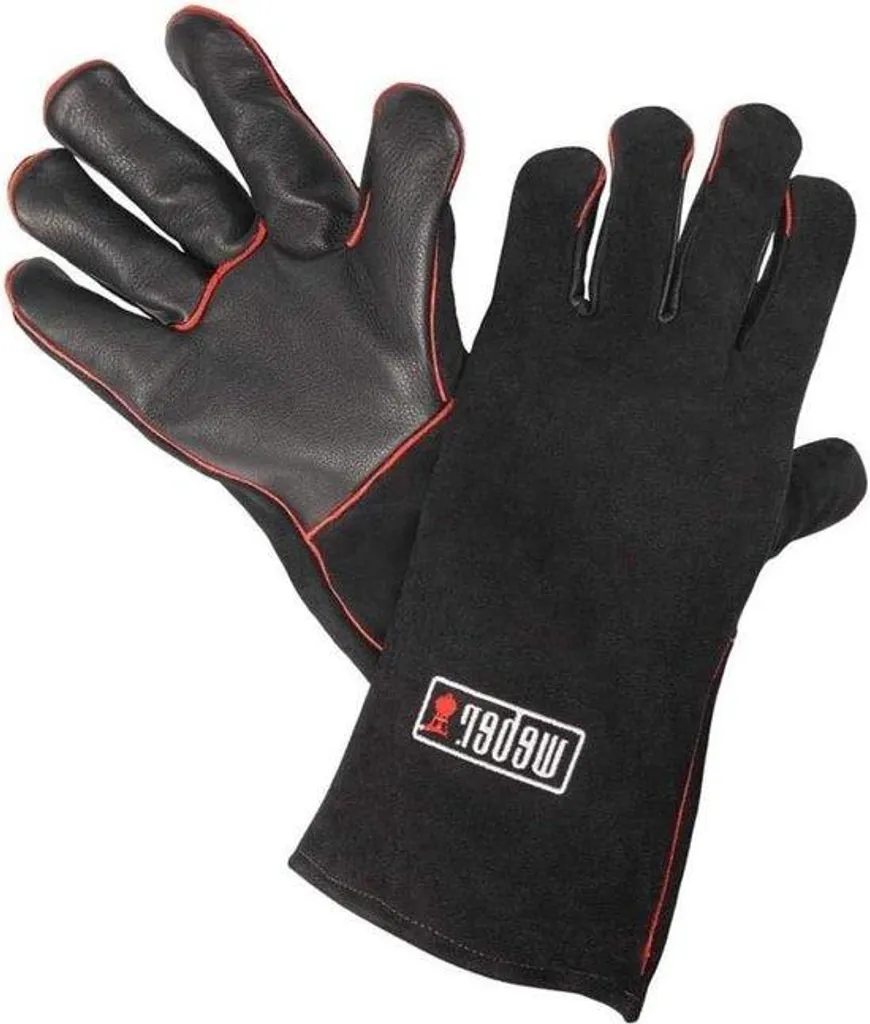 Gants de Barbecue Weber 17896 en Cuir Noir Résistants à la Haute Chaleur