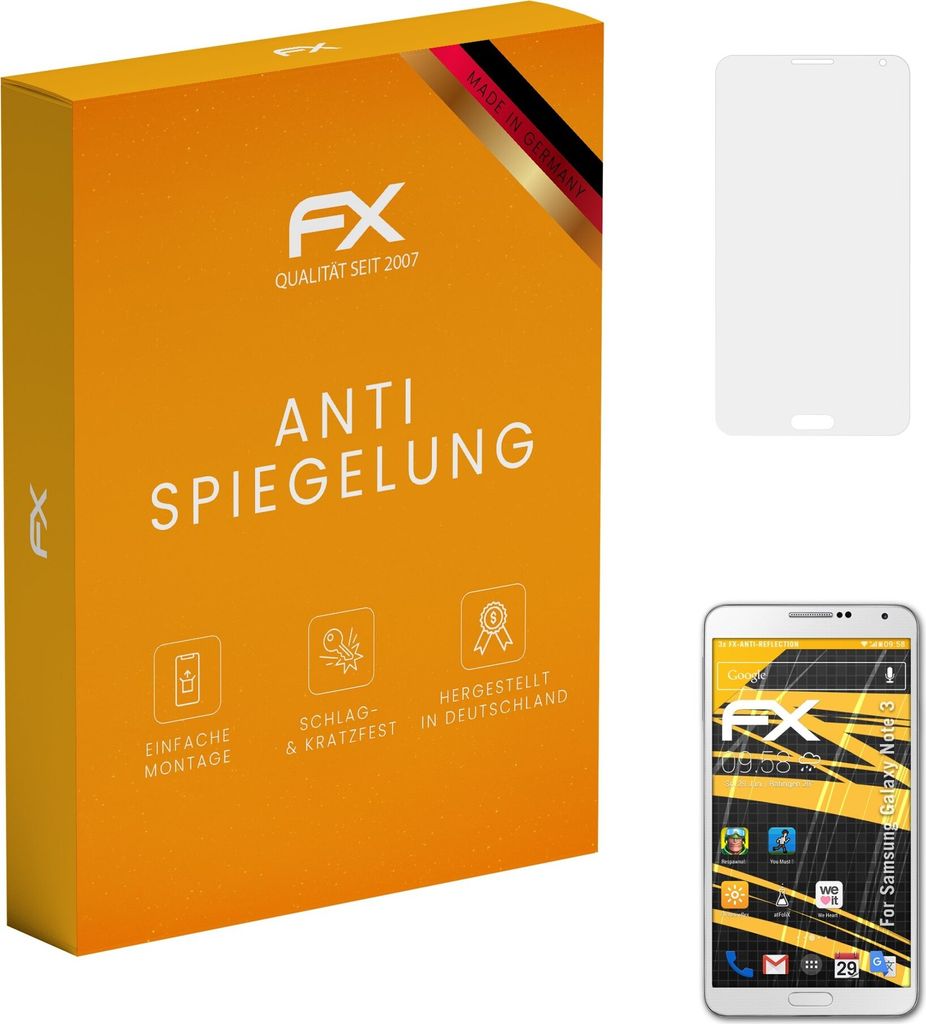 atFoliX FX-Antireflex 3x Schutzfolie kompatibel mit Samsung Galaxy Note 3 Displayfolie