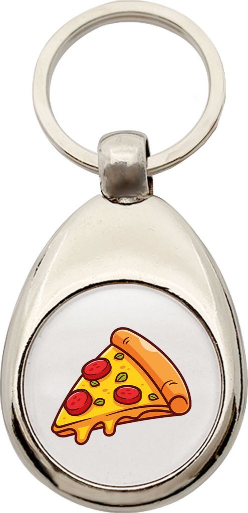 Huuraa Schlüsselanhänger Pizza Stück Comic Metall Schlüsselring Einkaufswagenchip Geschenkidee