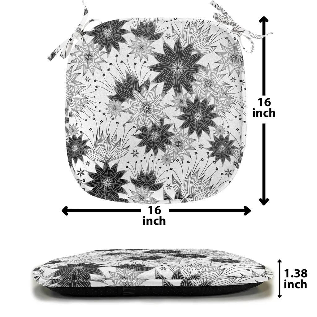 Coussin chaise salle à manger 40x40 lot de 4 décor floral gris - 2