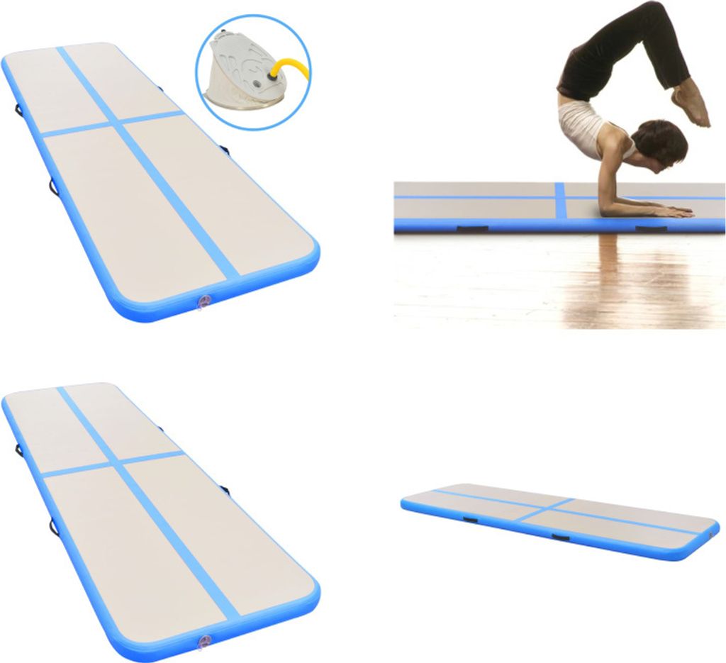 vidaXL Aufblasbare Gymnastikmatte mit Pumpe 300x100x10 cm PVC Blau - Gymnastikmatte - Gymnastikmatten - Gymnastik Yoga Matte - Gymnastik Yoga Matten