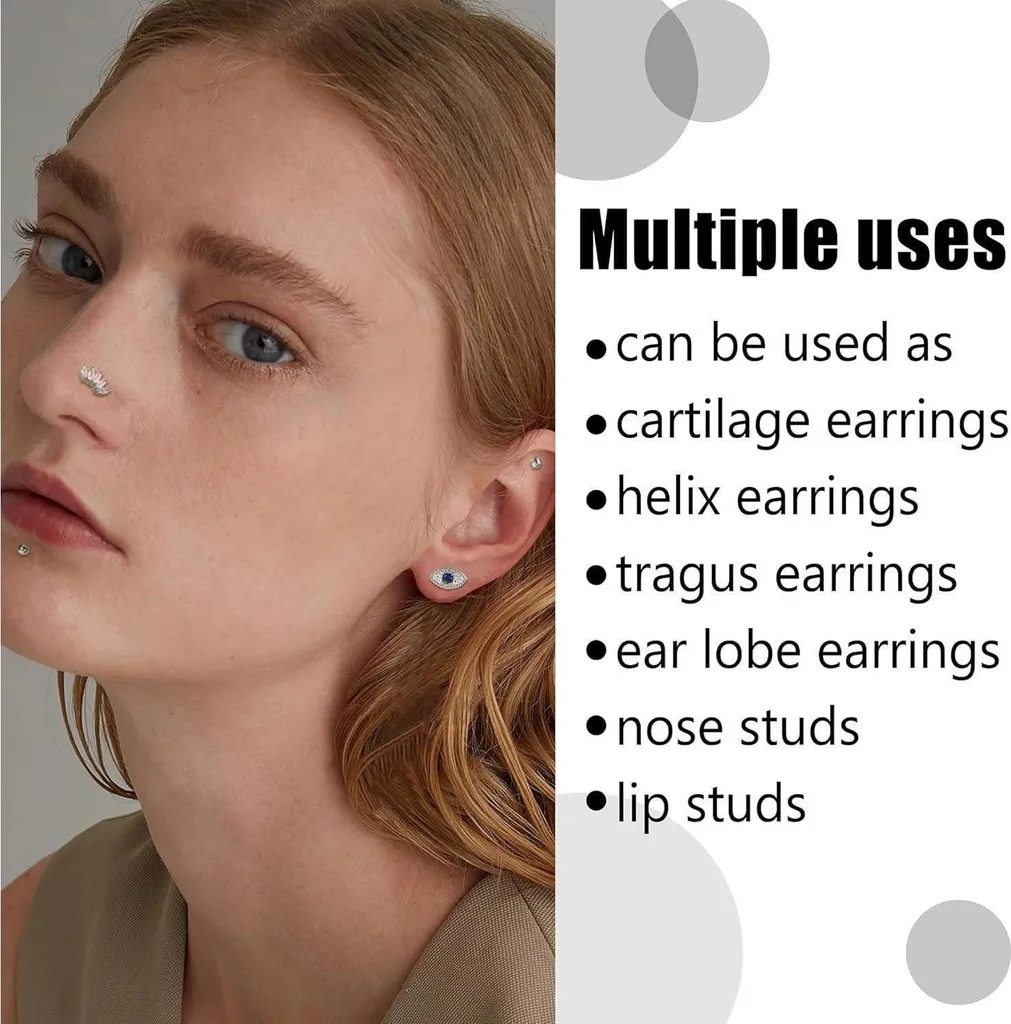 PiercingJak 3pcs Piercing Helix Cartilage Orecchino da donna in acciaio