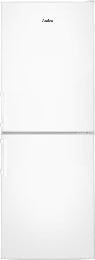 A white refrigerator-freezer combination.
