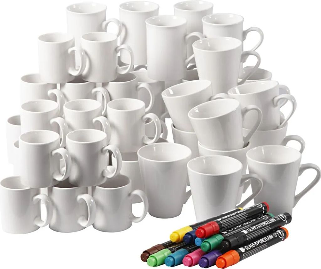 Porzellanbecher Set, 48 tlg. plus 12 Stifte Produktbild 