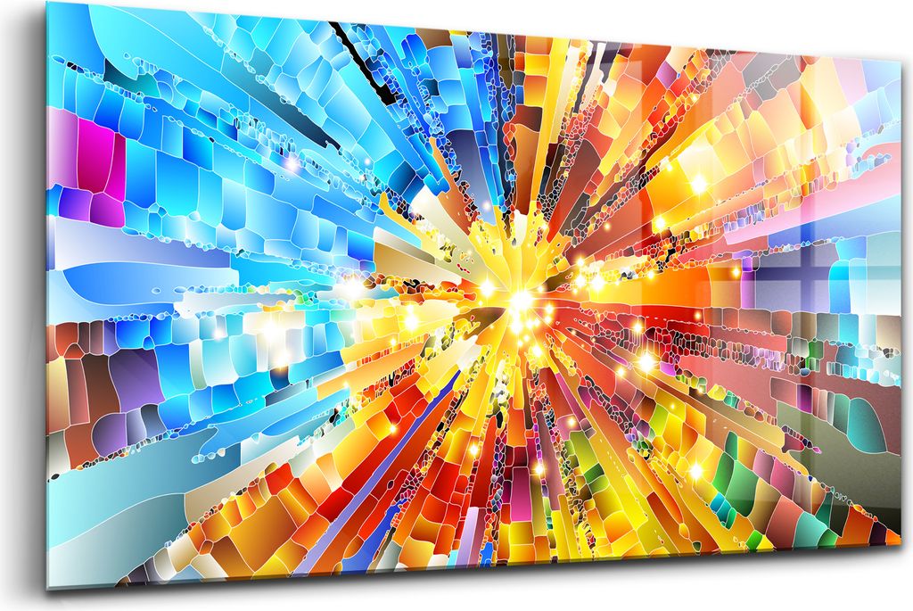 120x60 - Bilder auf glas - Einteilig - Wanddekoration - Glas Bilder - 3D Komposition Gesättigte Farben