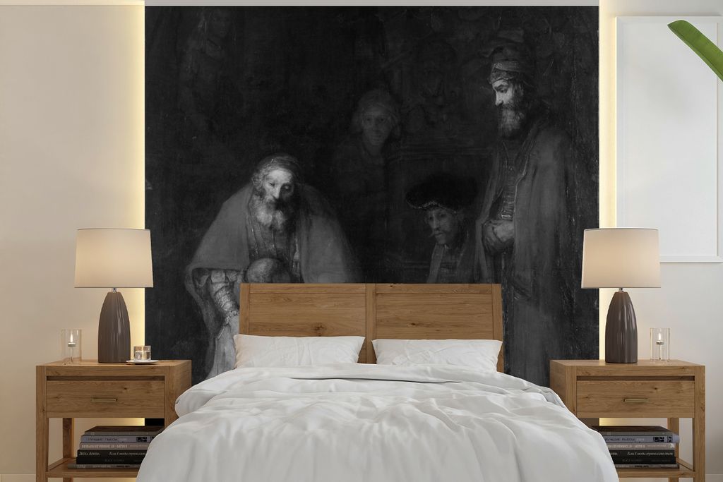 MuchoWow Fototapete für Wohnzimmer oder Schlafzimmer Wandtapete Vinyl Motivtapete Die Rückkehr des verlorenen Sohnes - Gemälde von Rembrandt v...
