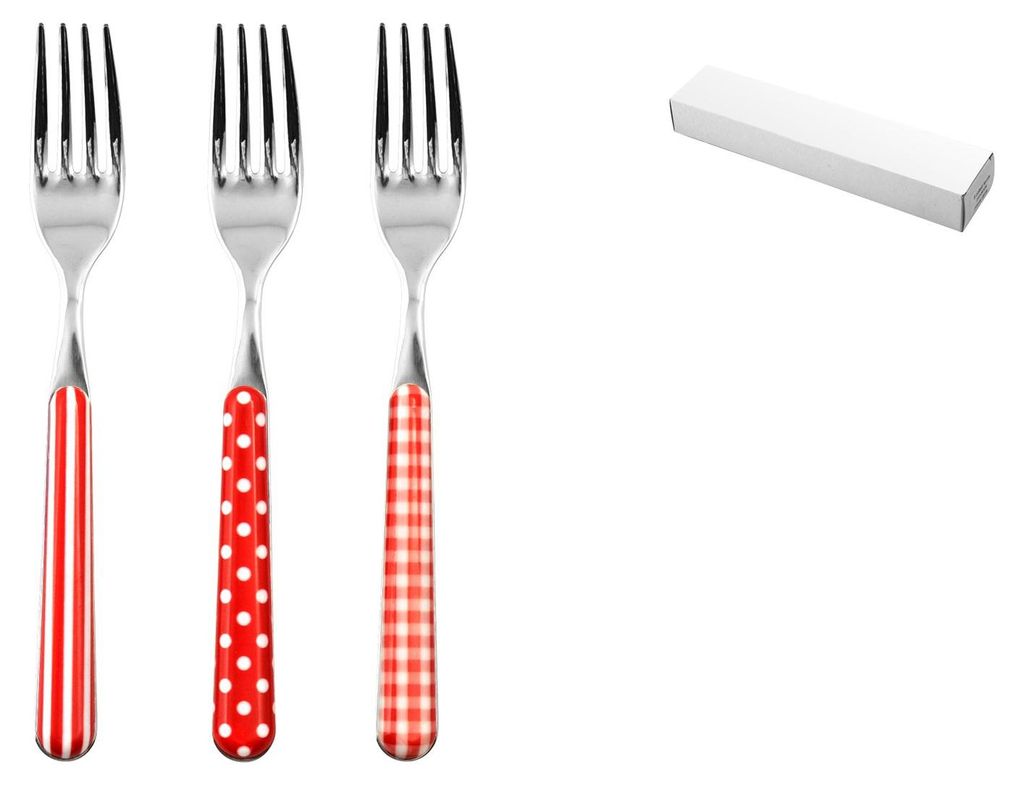 HOME 6er Set Tafelgabeln Provence Rot Dekor