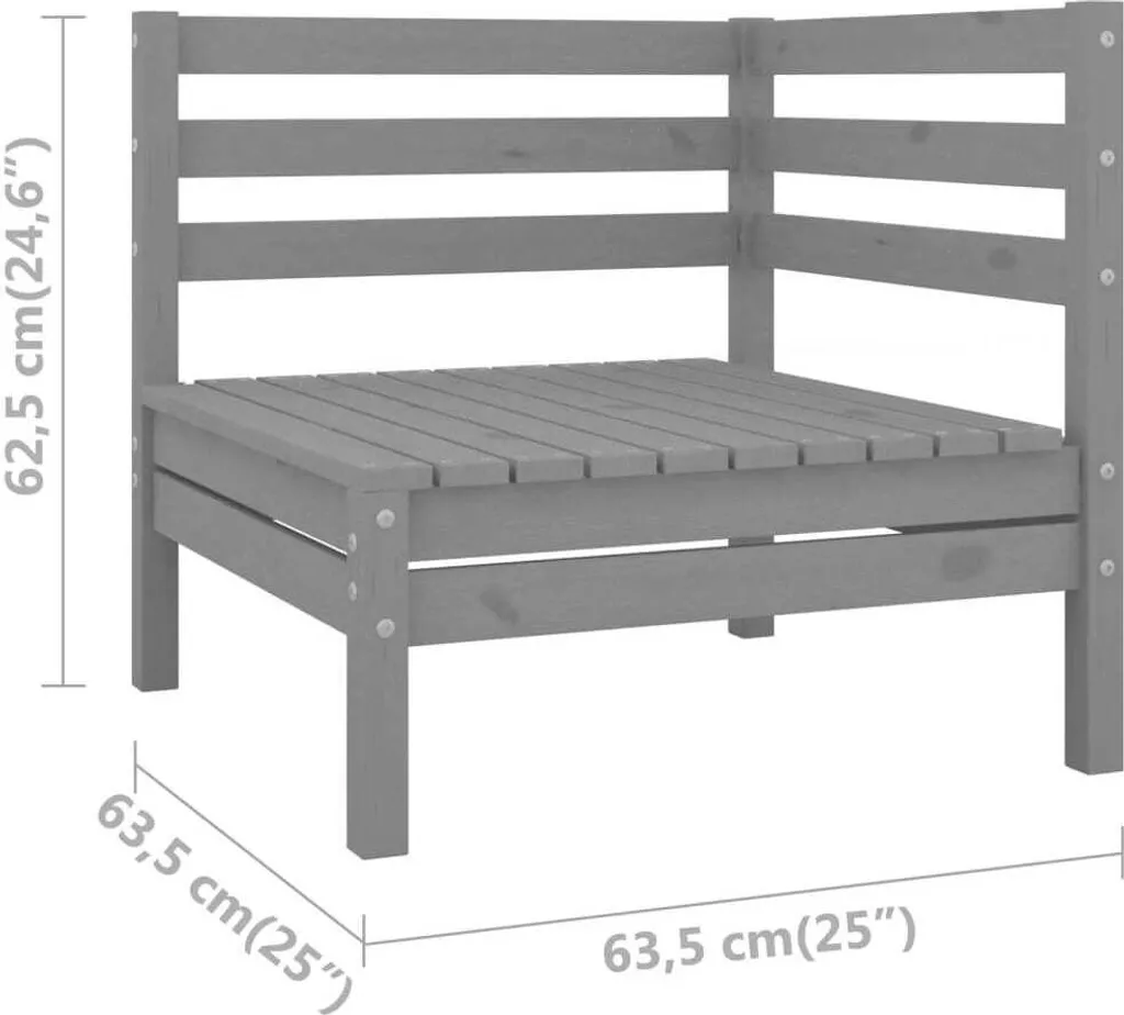 Divano da Giardino 2 Posti Angolare | Legno Pino Grigio per Famiglie - 6