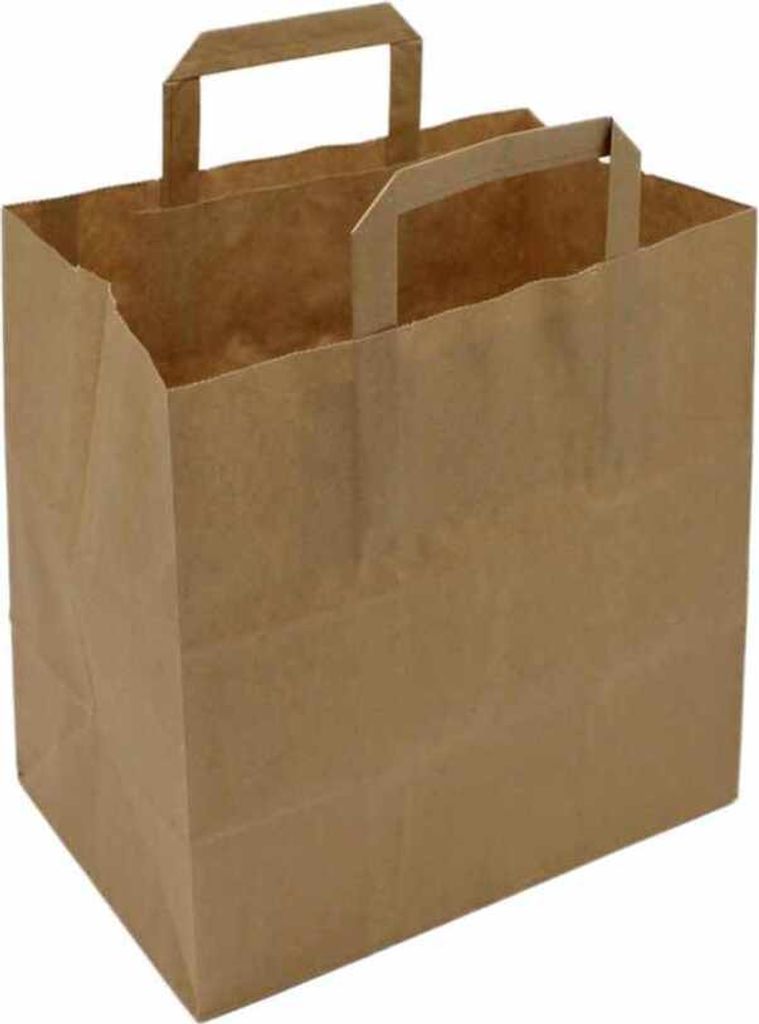 250 Stück Papiertragetaschen Weiß – 32x27 Cm, Aus Kraftpapier, Tragkraft 10 Kg, Für Bäckerei & Geschenke