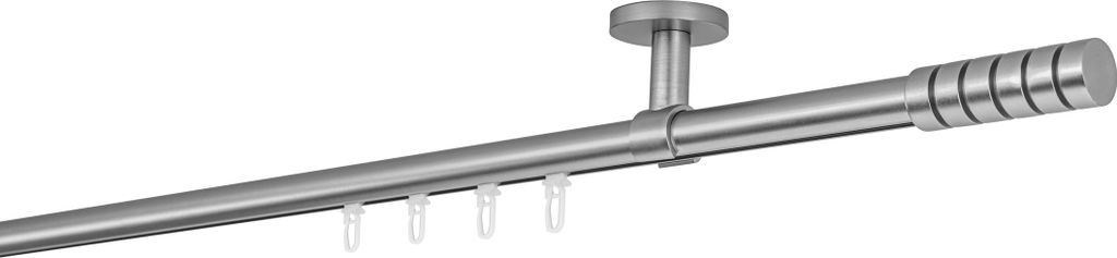 Gardinenstange Maß Innenlauf 20mm Rille 1-lauf Decke 4cm Farbe: Edelstahl-Optik, Größe: 140cm