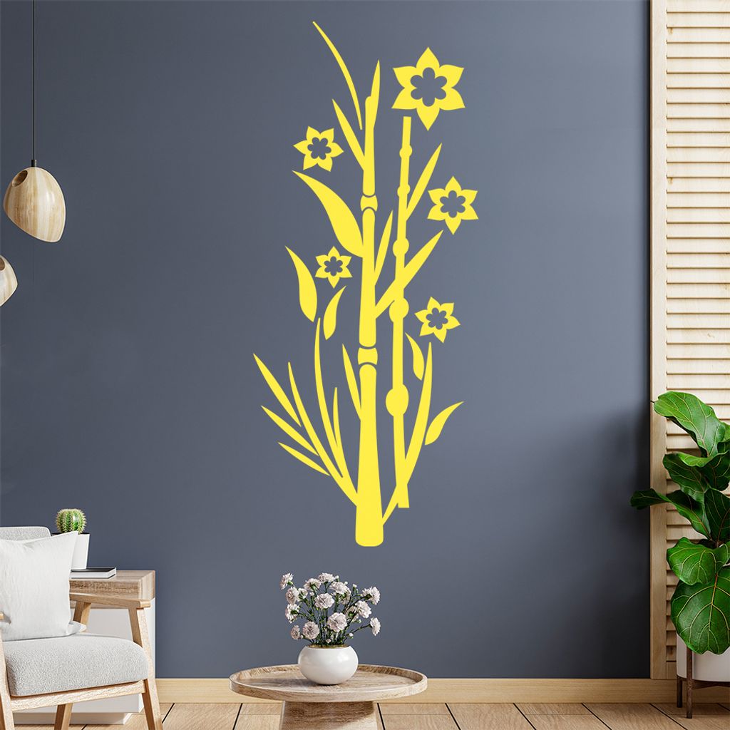 Sternblüten - Gras Wandtattoo in 6 Größen - Wandaufkleber Wall Sticker - Dekoration, Küche, Wohnzimmer, Schlafzimmer, Badezimmer