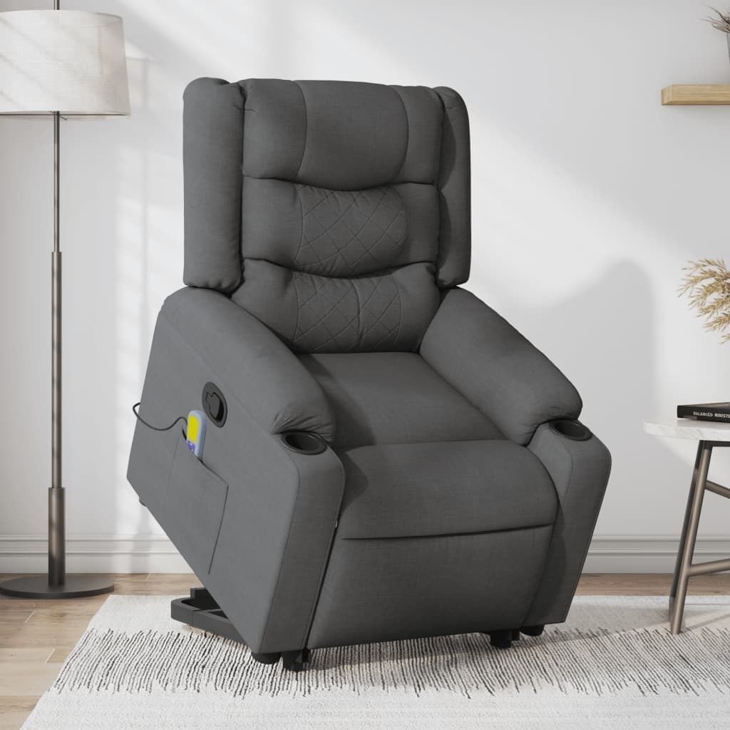 Maison Exclusive - Massagesessel mit Aufstehhilfe Dunkelgrau Stoff