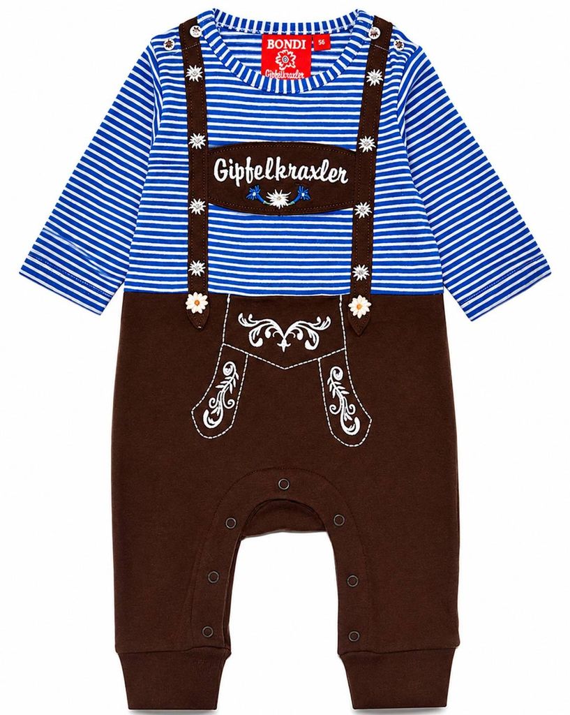 BONDI Baby Strampler "Gipfelkraxler" 91837 | Stripe blue Produktbild 