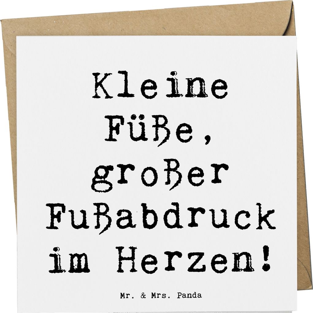 Mr. & Mrs. Panda Klappkarte Spruch Kind Fußabdruck - Weiß - Geschenk, Emotionen, Geschenke für Kinder, faltkarte, doppelkarte, Glückwunschkarte...