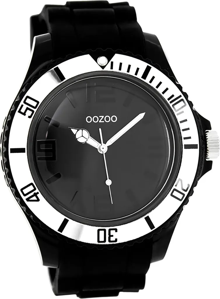 Montre Analogique Noire Unie avec Bracelet Silicone Souple Style Vintage
