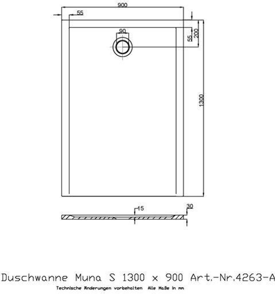 Hoesch 4263xA.010 DW Muna S 1300x900x30 ohne Produktbild 