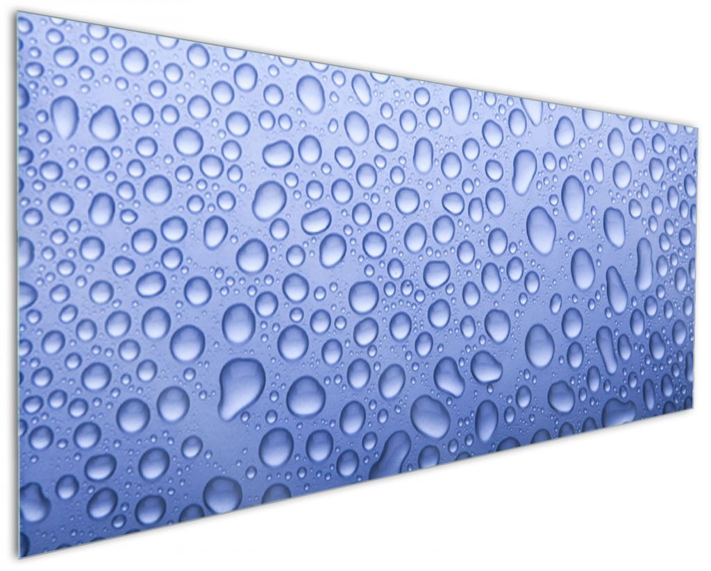 Wallario Küchenrückwand aus Glas, Größe: 125 x 50 cm, Motiv: Wassertropfen auf Glas | Spritzschutz | abwischbar | pflegeleicht | in