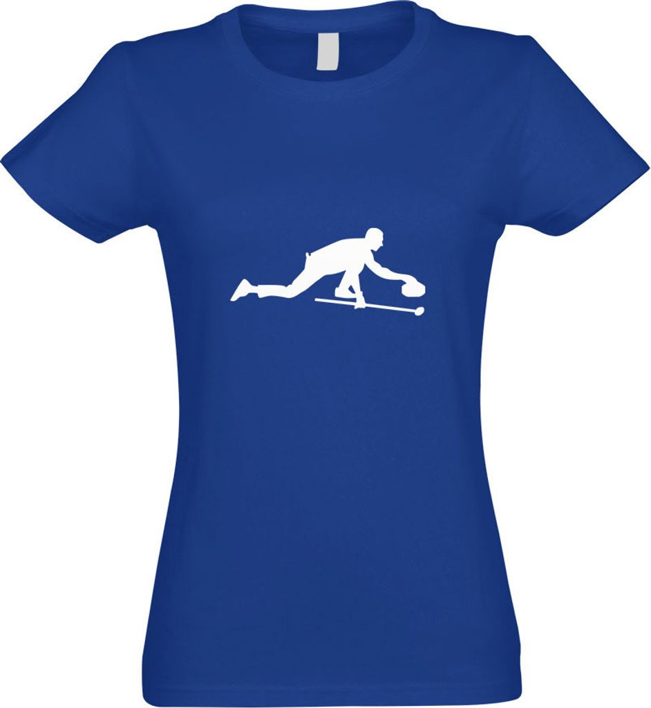 Kiwistar - T-Shirt tailliert - Damen - royal - Curling Spieler Curlingspieler - mit Motiv Bedruckt - Funshirt Design - Sport - Freizeit - Damen - S