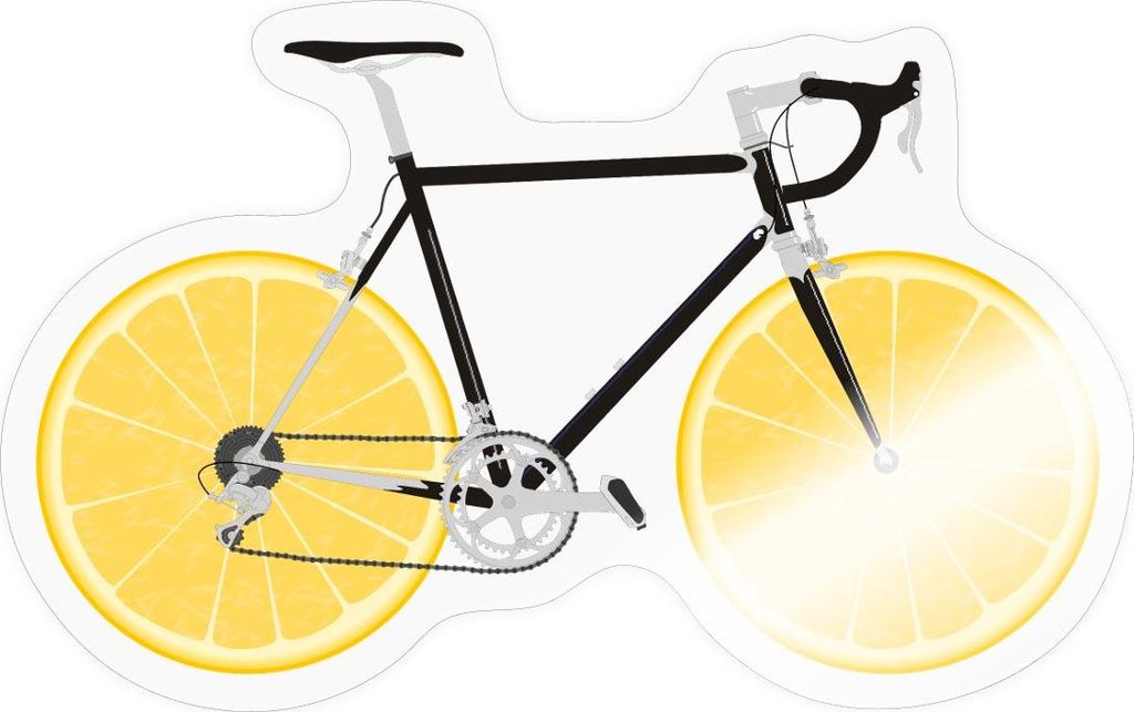 Spreadshirt Fahrrad Zitrone Rennrad Geschenk Zitronenfahrrad Sticker Aufkleber, 10 x 10 cm, Transparent glänzend