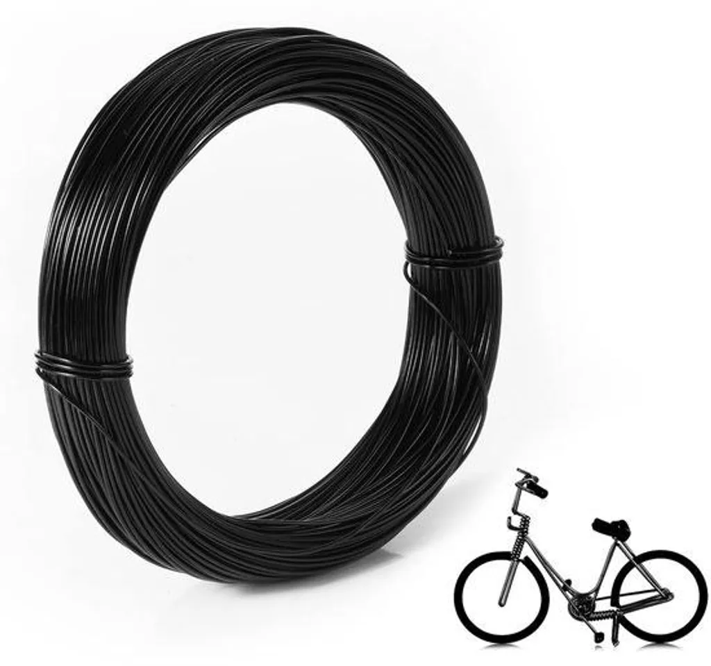 Fil d'aluminium noir 1mm de 50m, fil de bricolage souple calibre 18