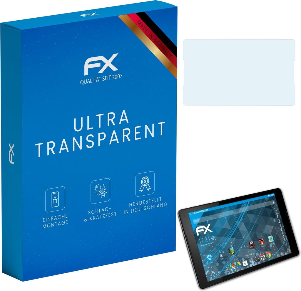 atFoliX FX-Clear 2x Schutzfolie kompatibel mit Vodafone Tab Prime 7 Displayschutzfolie