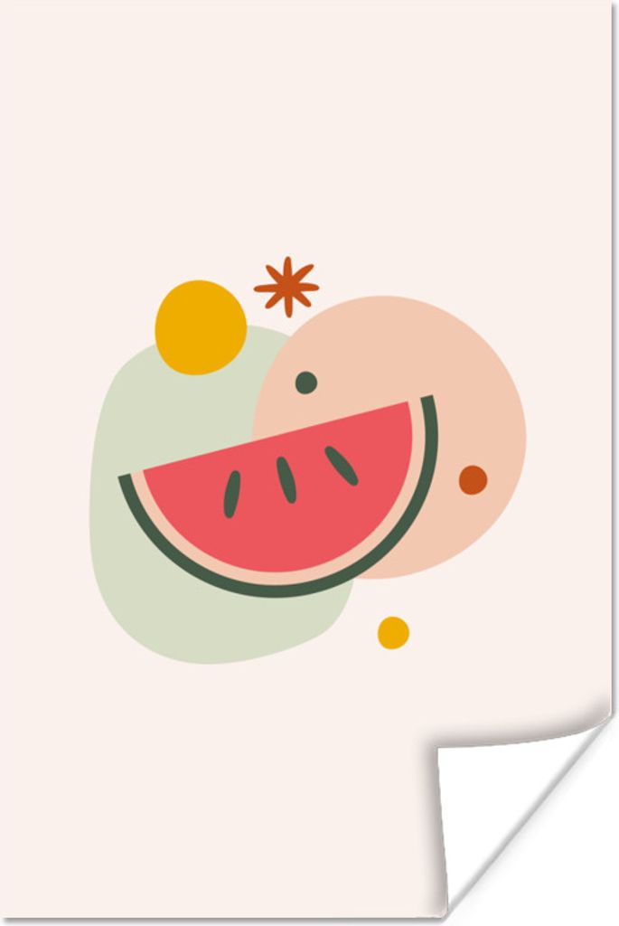 MuchoWow Poster Wassermelone - Sommer - Kreis 80x120 cm - Papierdruck