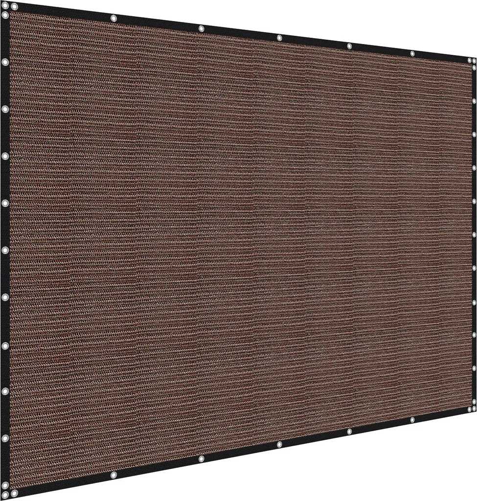 SucceBuy Voile d'Ombrage 90% HDPE 3x3.6m Marron avec Œillets Inox
