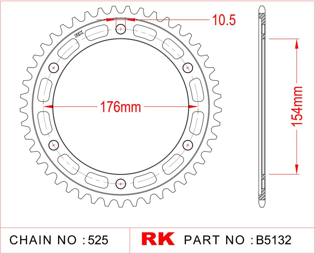 Rk Kettenrad 525 44z Stahl schwarz