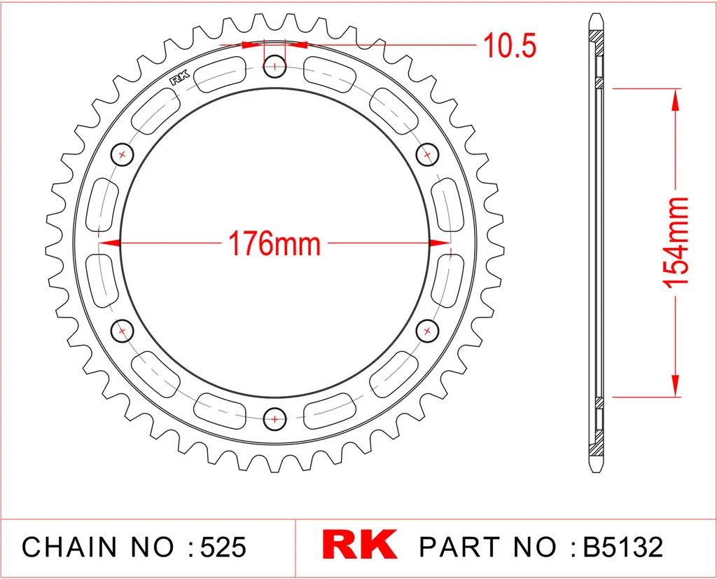 RK 5132 Pignon de Sortie de Boîte pour Moto Honda CB 1000 R Acier