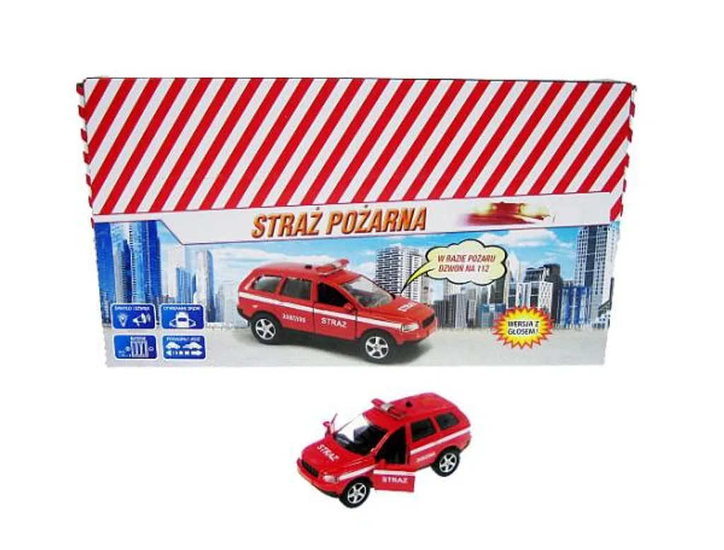 HKG098 Camion Pompieri 11cm: Metallo, Luci e Voce (Edizione Polacca)