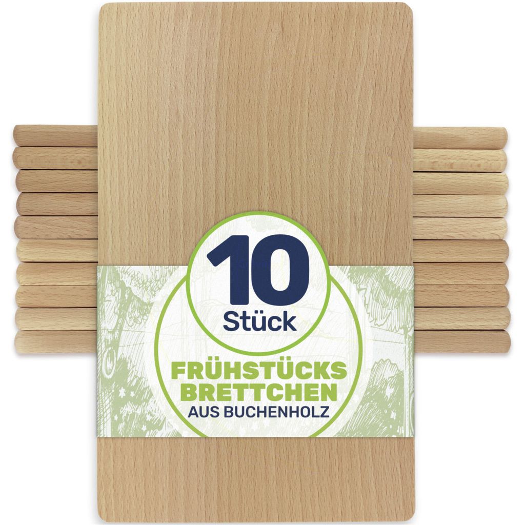 Frühstücksbrettchen Holzbrett Buche 22x12x1 cm, Menge:10 Produktbild 