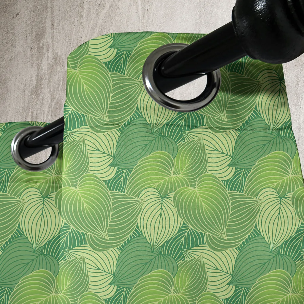 Rideau à œillets vert ABAKUHAUS motif Hosta 280x245 cm déco jungle