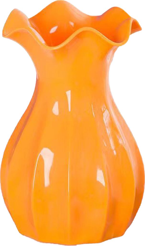 Leichte Vase aus Kunststoff, bruchsichere Blumenvase mit gerüschtem Mund, Halter für getrocknete Blumen mit Schleife für Schlafzimmer, Wohnzimme...