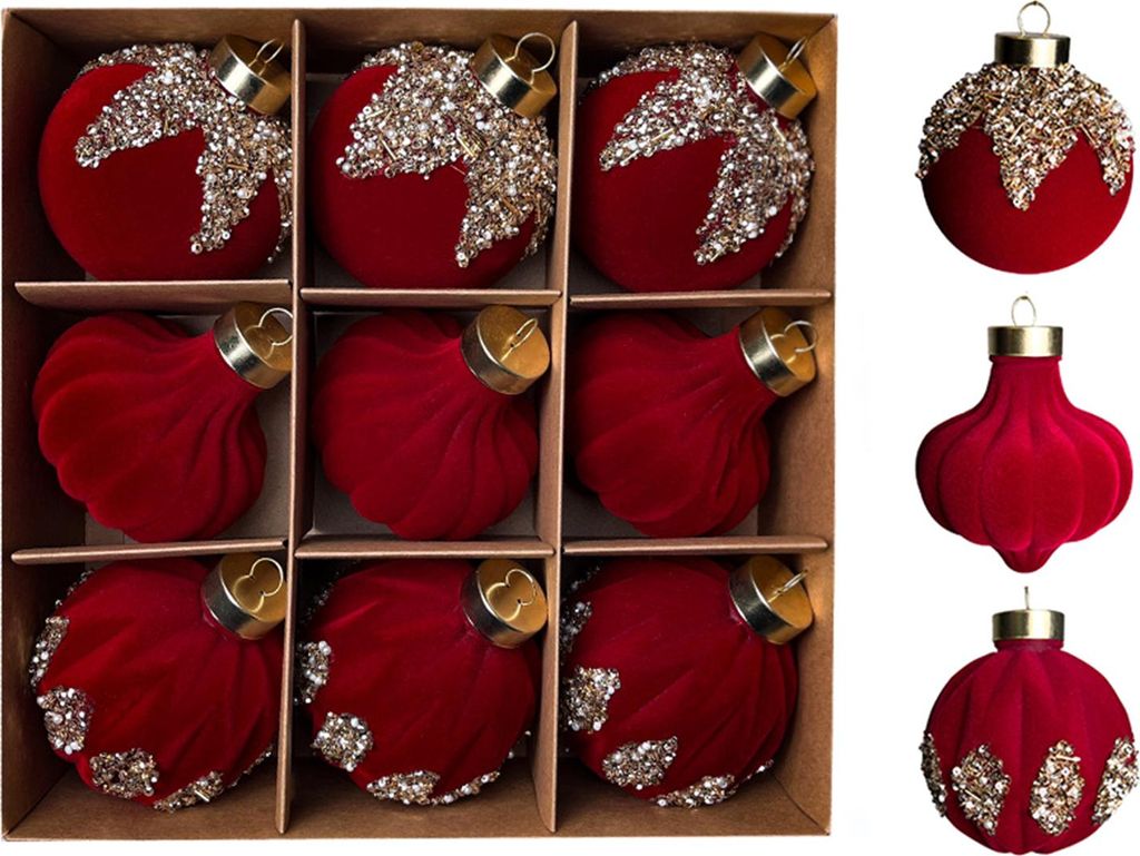 Samtige Weihnachtskugeln zum Aufhängen, Baumschmuck, Weihnachtsfeier-Ornamente, einfach aufzuhängende Kunststoff-Festtagsdekoration für Zuhause,...