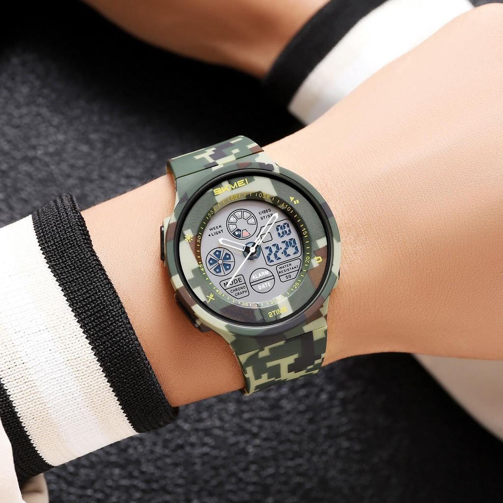 SKMEI 2346 Digitaluhr, 50 M WR, Armbanduhren mit EL-Licht, Stoppuhr, tägliche Alarmzeit, Wochenanzeige, Dualzeit, 12/24-Stunden-Formate