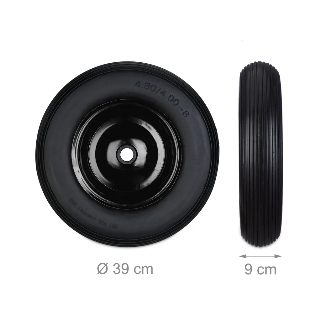 Relaxdays Roue de brouette 4.80 4.00-8 avec adaptateurs axe inclus