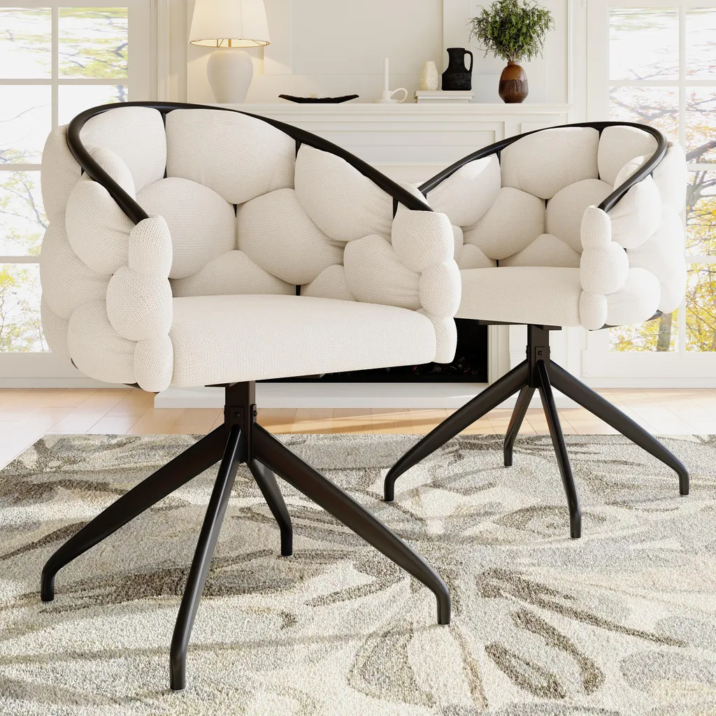 Chaise de maquillage et coiffeuse en velours beige chic (lot de 2)