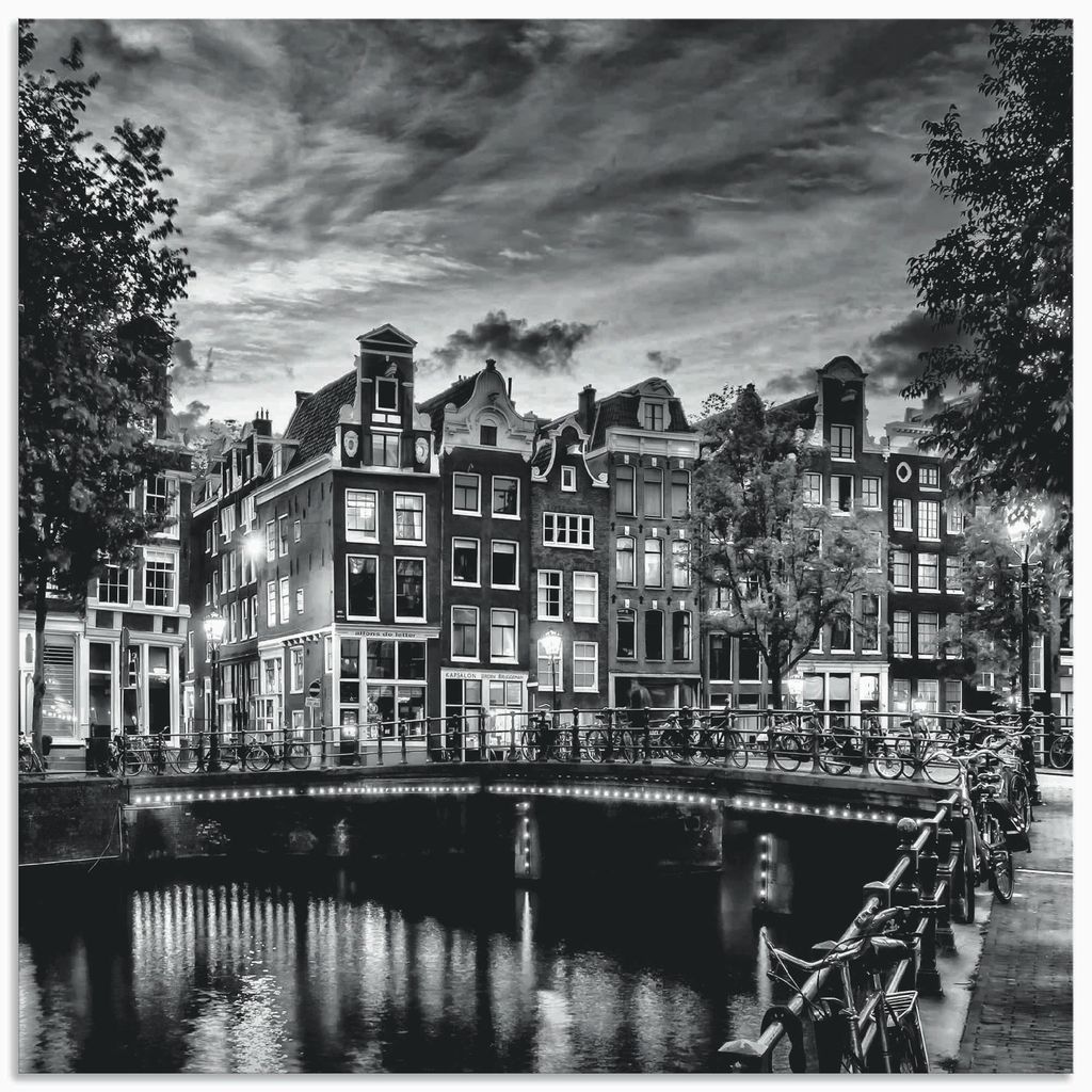 ARTland Wandbild Alu für Innen & Outdoor Amsterdam Abendidylle Größe: 100x100 cm